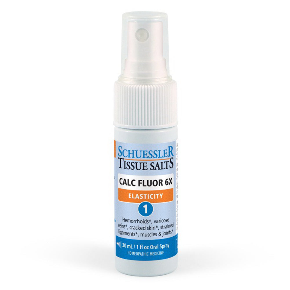 Schuessler Tissue Salts Calc Fluor 6X Elasticity Spray Relieves Muscles and Joints 1Oz (30ml)